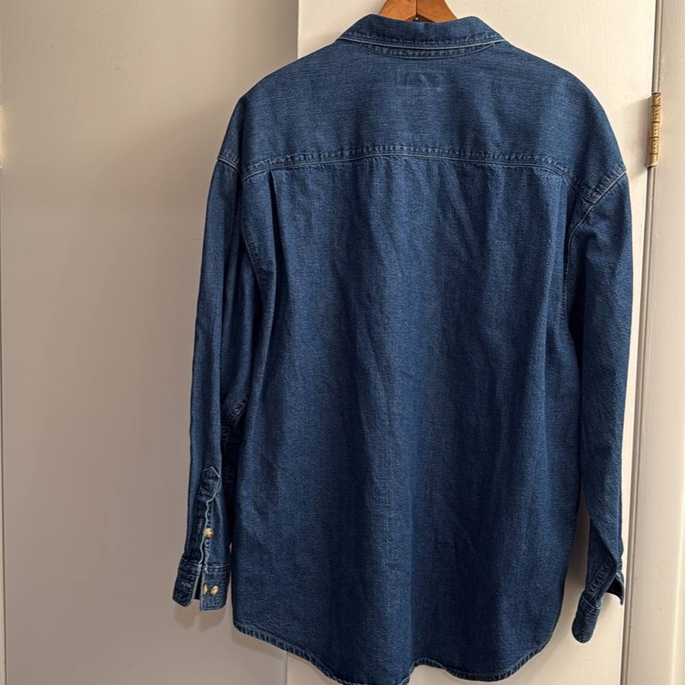 Eddie Bauer Dark Blue Denim Button-Down Shirt - Picture 3 of 7